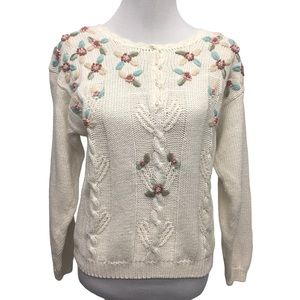 Vintage Colleen’s Collectables Embroidered Cottage Core Sweater Misses s…